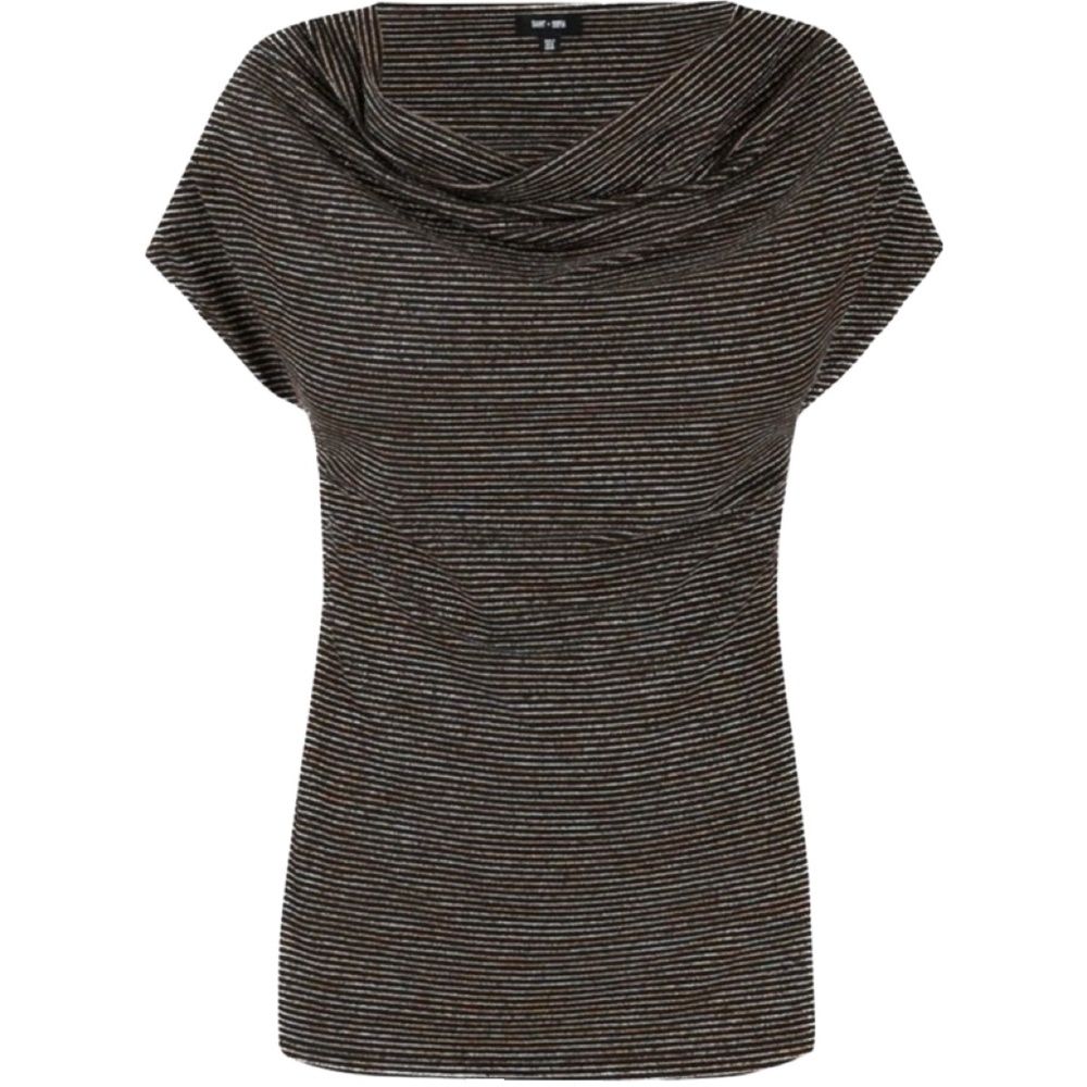 Saint + Sofia Metallic Stripe Cowl Neck Top Size 4
